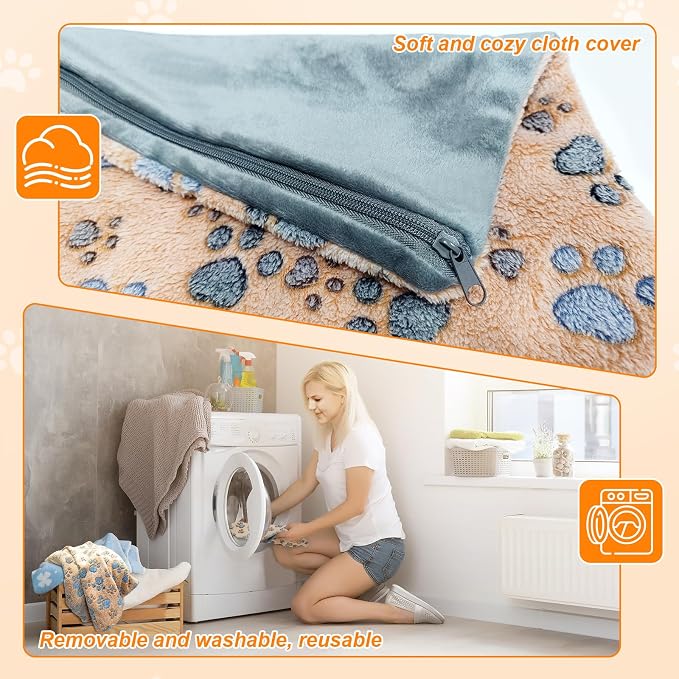 Dog Heating Pad 32×20 in for Dogs, Intelligent Temperature Control Switch with Normally Open On Function,Whelping Box with Reinforced Electric Wire Rope, Plush Fabric Cotton Cover-Apricot - Image 6