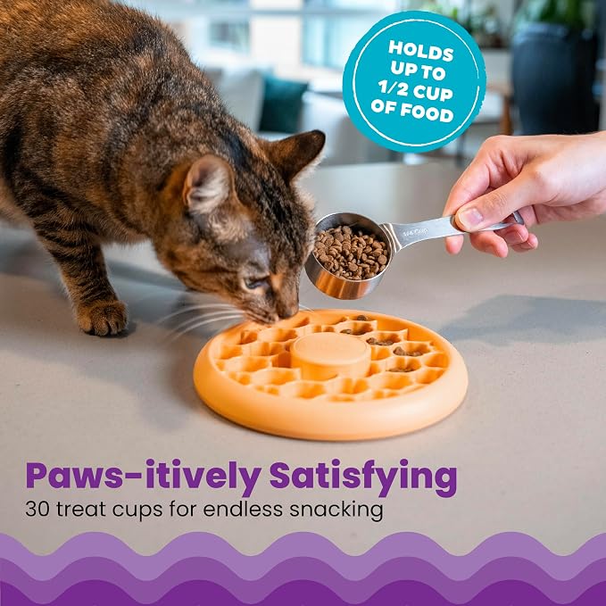 Catstages Slow Feeder Bowl & Treat Puzzle Cat Toy, Aids Digestion, 6.6" | Holds 1/2 Cup of Wet or Dry Food, 30 Treat Compartments, Non-Slip Base, Easy Clean, No BPA, Enrichment, Indoor Cats & Kittens - Image 3