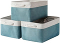 TheWarmHome Storage Bins - Large 3 Pack 15.7x11.8x8.3 in Fabric Storage Baskets for Organizing Shelves | Large Basket Closet Organizer for Home Decor Shelf Baby Toy Laundry (White & Green) by TheWarmHome