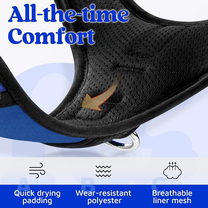 rabbitgoo Dog Harness for Large, No Pull 3 Buckles Easy On & Off | Soft Padded, Walking with Control Handle, Adjustable and Reflective, Royal Blue, X-Large - Image 6