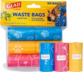 Glad for Pets Scented Dog Waste Bags, Lemon Scent, Multicolor, 90 Count | Tear-resistant with leak protection, lemon fresh scent, fun multicolor design, 6 rolls, heavy-duty daily use by GladTrashFoodStorage