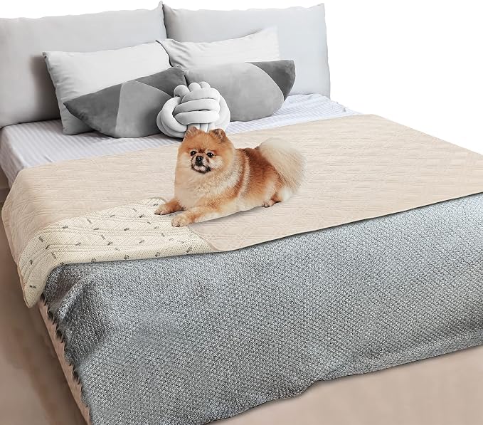 PetAmi Waterproof Couch Cover for Dog Nonslip Bed Sofa Blanket, 52x82 Beige | Leakproof Furniture Protector for Pet Cat, Machine Washable Pee Proof Mat for Chair Car Seat, Durable & Anti Slip Backing - Image 8