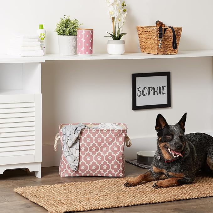 Bone Dry 6192 Pet Storage Collection Lattice Paw Print, Medium Rectangle, Rose - Image 5