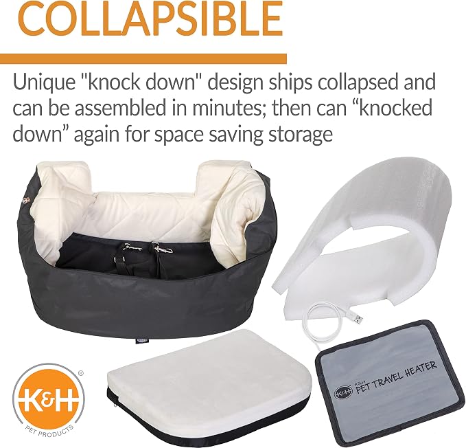 K&H Pet Products Bucket Booster Washable Medium and Small Dog Car Seat with Dog Seat Belt for Car, Sturdy Booster Seats, 2 Safety Leashes - Image 3