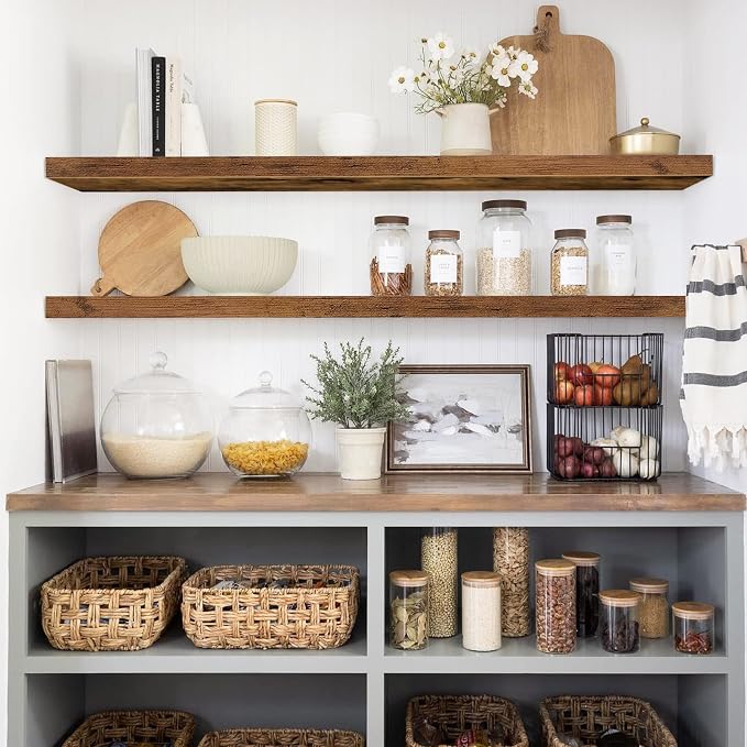 QEEIG Floating Shelves for Wall 47.2" Extra Long - Wall Shelf Bathroom Kitchen Living Room Bedroom Farmhouse Home Decor Display Bookshelf Large 47.2 x 9.3 inch Set of 2, Rustic Brown (008-120BN) - Image 2