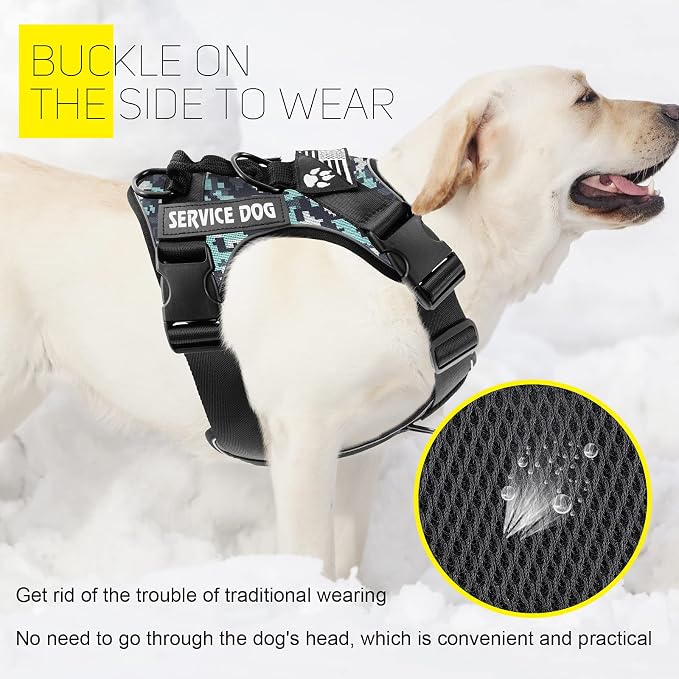 Service Dog Harness, Reflective Dog Vest Harness with 5 PCS Patches, Adjustable Soft Oxford Pet Harness, Inner Layer Mesh, Easy to Control for Dogs - Image 4