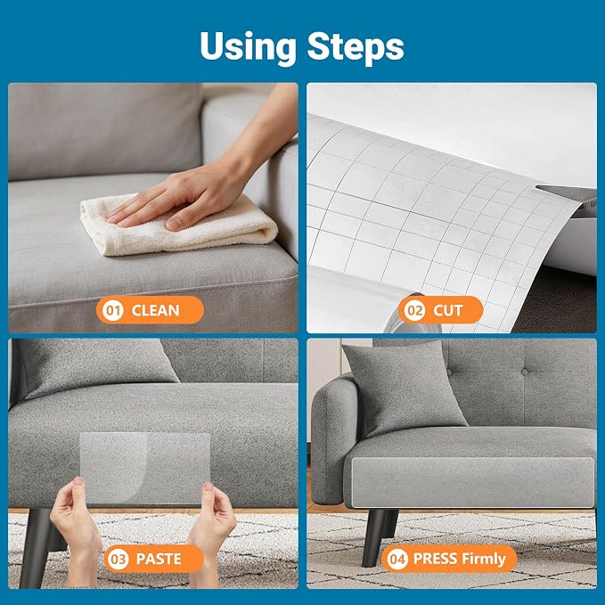 Anti Cat Scratch Furniture Protector – Clear Thicken Vinyl Tape 160"x17", Single-Sided Sticky Couch Protector from Cat Claws, Flexible Guard for Sofa Corner Door Walls Bed Leather - Image 3