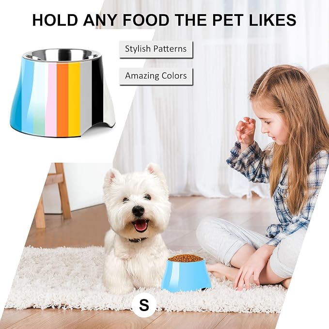 Dog Bowls,Cone Friendly Non Slip Single Dog Bowl with Stainless Steel Inner, Raised Bowls for Smll Dogs Spaniel Dogs Long Ear, High Capacity, S/1 Cup Aqua Blue - Image 6