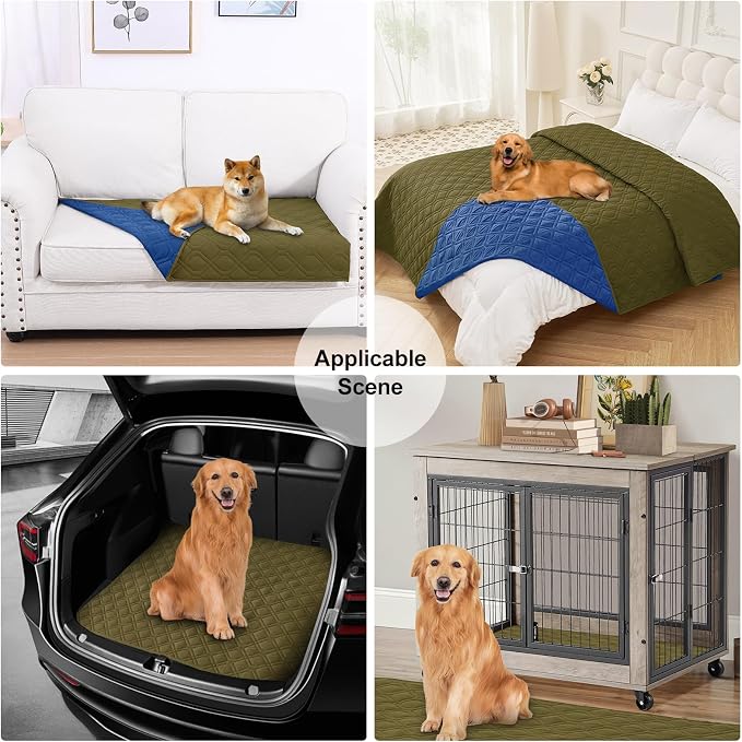 Smiry Reversible Waterproof Pet Couch Covers for Sofa | Washable Dog Couch Sofa Covers, Water Resistant Furniture Protector Slipcover, Geometric (82"x82", Green/Navy) - Image 7