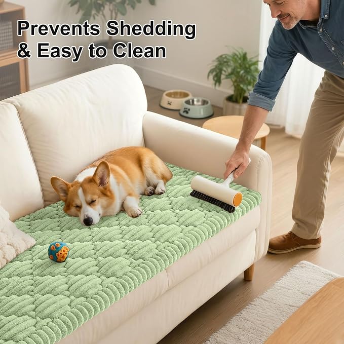 Smiry Couch Cover for Dogs Washable, Non Slip Fuzzy Pet Sofa Protector | Soft Thick Furniture Cover for Sofa, Loveseat and Sectional, Scratch & Pet Hair Resistant (Sage Green, 27.6" x 82.7") - Image 6