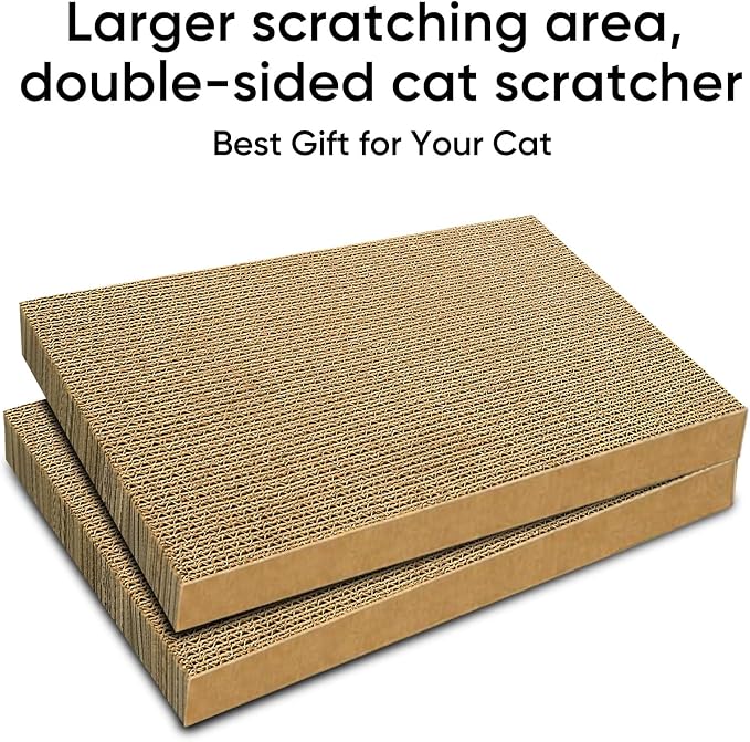 Cat Scratcher 2-Pack Refills, Large Cardboard Pads for Indoor Cats | Recyclable Corrugated Cardboard Pads, Ideal for Daily Scratching and Furniture Protection, Premium Scratch Pad for Kittens - Image 4