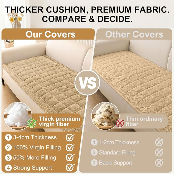 Smiry Couch Cover for Dogs, Non Slip Fuzzy Pet Sofa Covers Washable | Sofa Slipcovers for 3 Cushion Couch, Soft Thick Furniture Protector for Cats Dogs, Against Fur, Dirt, Scratch (35.4"x82.7") - Image 4