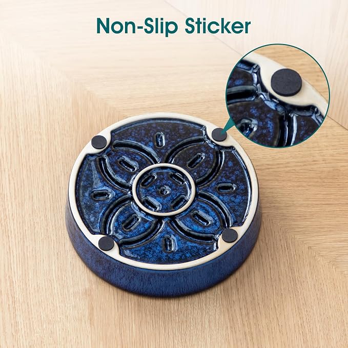 vancasso Ceramic Slow Feeder Dog Bowls, Puzzle Dog Food Bowls with Floral Maze, Anti -Slip Pet Food Dish for Small Breed, 0.6 Cups, Blue - Image 6