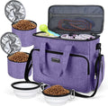BAGLHER Dog Travel Bag, Airline Approved Pet Tote Organizer with Multi-Function Pockets, 2 X Food Storage Containers and 2 X Collapsible Bowls, Perfect Weekend Pet Travel Set for Dog, Cat Purple by BAGLHER