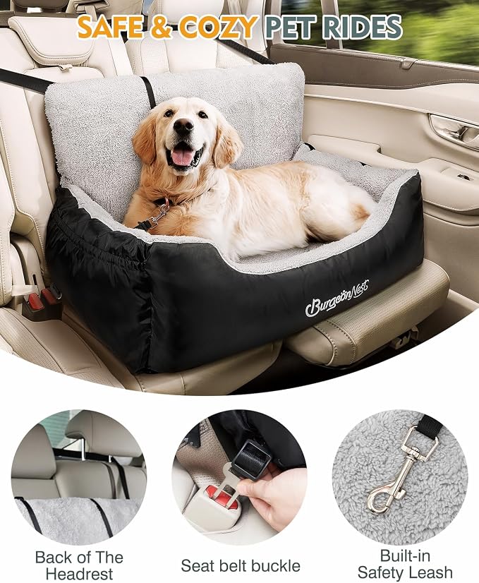 BurgeonNest Dog Car Seat for Small Dogs & Cats Under 55 lbs,Black - Image 8