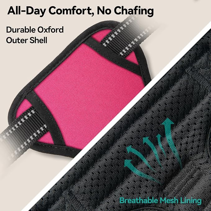No Pull Dog Harnesses for Small Puppies Reflective Adjustable | Front Clip Vest with 2 Metal Leash Attachment Hooks Soft Handle(XS, Pink) - Image 8
