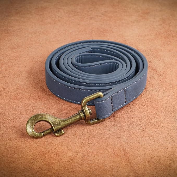 Didog PU Leather Dog Leash for Small Dogs, 5/8in x 4ft, Blue | Soft Grip Full Control, Easy Clean, Metal D-ring for Poop Bag Holder, Tangle-Free 360° Swivel Clasp, for Walking & Training - Image 8