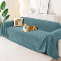 Smiry Couch Cover for Dogs, Chenille Sofa Covers for 3 Cushion Couch | Washable Soft Sofa Slipcover for Pets, Thick Sectional Furniture Protector with Tassels (Blue, 88.5x118 Inch) by Smiry