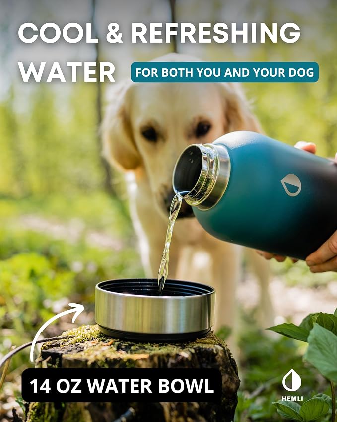 Dog Water Bottle, Insulated Dog Travel Water Bottle, Stainless Steel Pet Water Bottle Dispenser Portable Food and Water Bowl for Dogs with Carrying Case for Walking Dog Canteen Travel Kit - Image 4