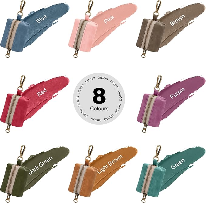 Didog Dog Poop Bag Holder for Leash, Stylish PU Leather, Purplw | Easy Clean for Daily Walking, Quick to Install on Leash & Harness, Easy-Pull with Metal Clip, Includes 1 Roll Pet Waste Bag - Image 7