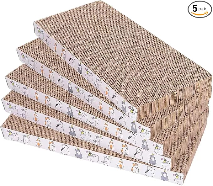 5 Packs cat Scratcher Toys Reversible Scratching Post Board for Indoor Cats Cardboard pad Sleep Play and Grind Claws by Engelalike