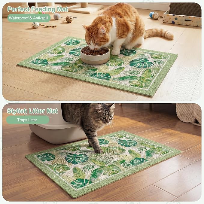 Glittme Cat Litter Mat with Non-Slip Bottom Litter Box Mat 33"X22" Litter Trapping Mat Easy to Clean Washable Cat Food Mat for Kitty,L - Image 7