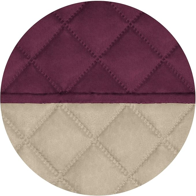 PureFit Reversible Quilted Sofa Cover, Water Resistant Medium Slipcover Furniture Protector, Washable Couch Cover with Non Slip Foam and Elastic Straps for Kids, Dogs, Pets (Loveseat, Wine/Beige) | Wine/Beige, Water Resistant Couch Protector, Washable ... - Image 5