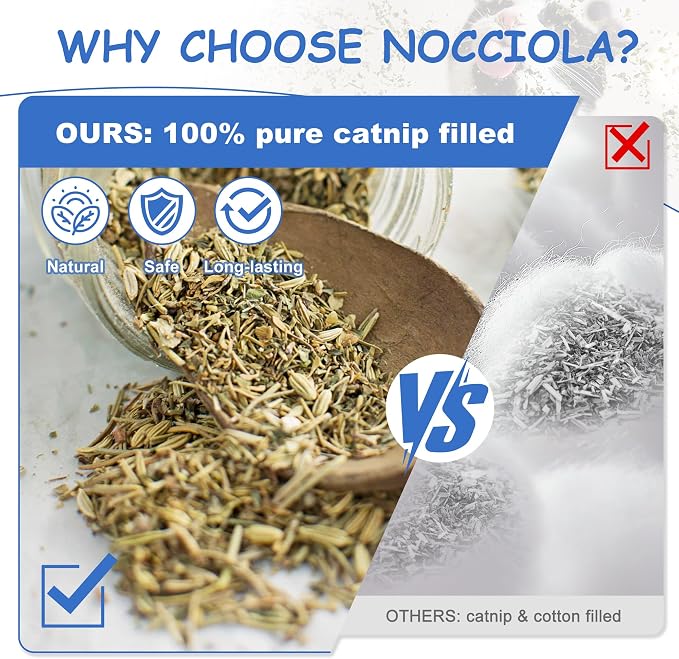 Nocciola 3 Pack Catnip Toys for Cats, Funny Cat Toys Filled with 100% Pure Organic Catnip, Safe Kitten Teething Chew and Kicker Toys, Stress Relieving Fun for Indoor Cats, Blue - Image 2
