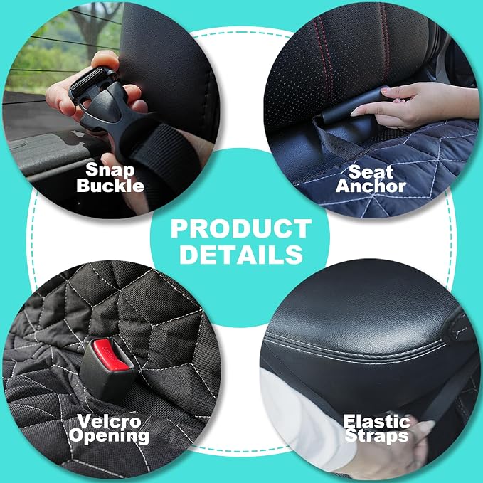Meginc Dog Car Seat Cover for Back Seat, Waterproof Non-Slip Bench Protector for Dogs & Kids, Durable 600D Scratch Proof Seat Cover for Hair, Scratches, Travel and Daily Use in Full Size SUVs - Image 7