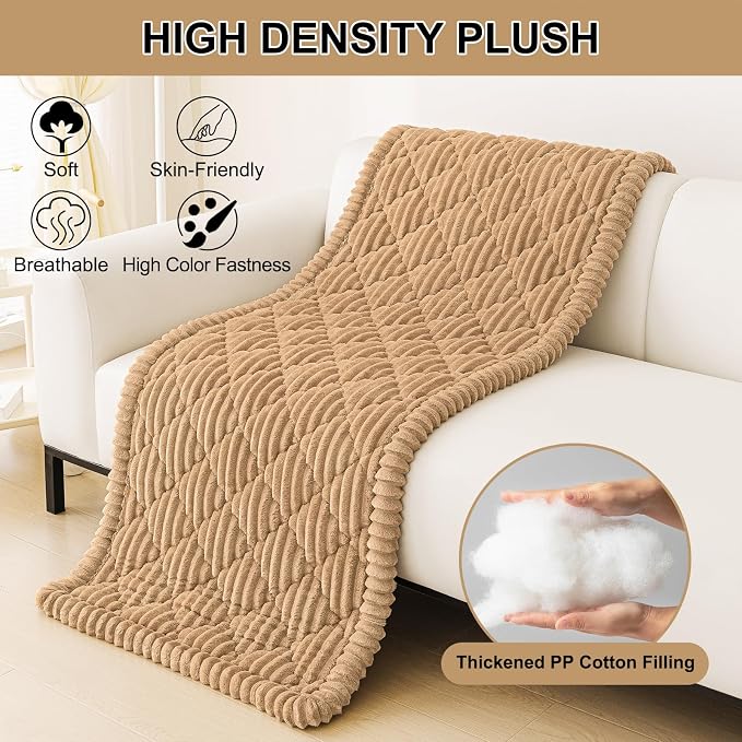 Smiry Couch Cover for Dogs Washable, Non Slip Fuzzy Pet Sofa Protector | Soft Thick Furniture Cover for Sofa, Loveseat and Sectional, Scratch & Pet Hair Resistant (Camel, 43" x 82.7") - Image 9
