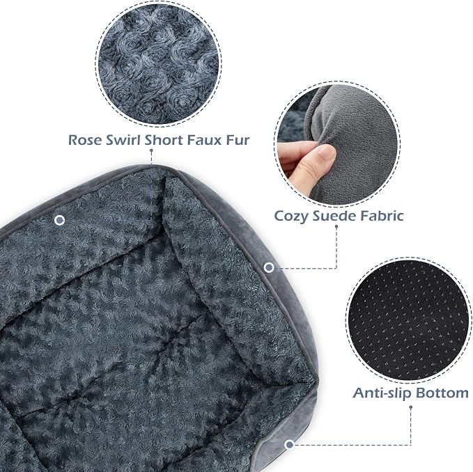 XX-Large Dog Bed for Large Medium Small Dogs, Rectangle Washable Dog Bed, Orthopedic Dog Bed, Soft Calming Sleeping Puppy Bed Durable Pet Cuddler with Anti-Slip Bottom XXL(42"x30"x10") - Image 4