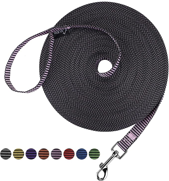 Hi Kiss Dog/Puppy Obedience Recall Training Agility Lead - 15ft 20ft 30ft 50ft 100ft Training Leash - Great for Training, Play, Camping, or Backyard(15ft,BL+PK) by HiKiss