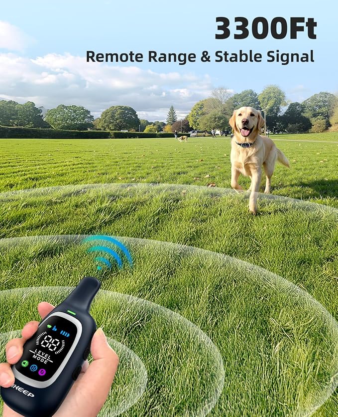 2-in-1 Dog Shock Collar and Bark Collar for Dogs – 3300FT Dog Training Collar with Remote, IP67 Waterproof e Collar with Anti-Bark/Beep/Vibration/Shock Modes for Small Medium Large Dog(8-120Lbs) - Image 4