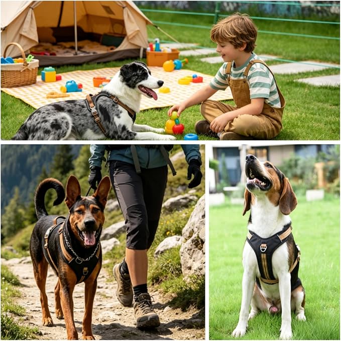 No Pull Reflective Dog Harness, 2 Zinc Alloy D-Rings Escape Proof Vest with Thickened Handle, Breathable 300D Polyester Mesh for Small Medium Large Dogs - Image 5
