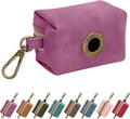 Didog Dog Poop Bag Holder for Leash, Stylish PU Leather, Purplw | Easy Clean for Daily Walking, Quick to Install on Leash & Harness, Easy-Pull with Metal Clip, Includes 1 Roll Pet Waste Bag by Didog