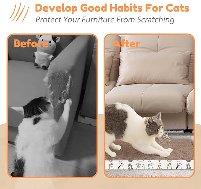 PatiencET Cat Scratch Pad with Box, 8 Pack Cardboard Cat Scratcher Lounge Bed for Indoor Cats, Reversible Corrugated Scratching Board Refill with Catnip - Image 6