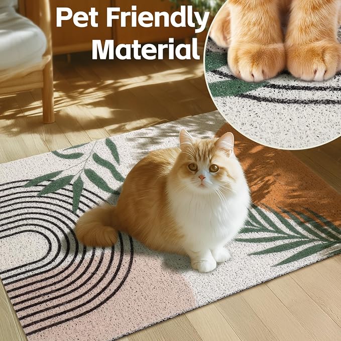 Cat Litter Mat Litter Trapping Mat, 40"x30" Waterproof Urine Proof Litter Box Mat Catcher Mat Non-Slip Washable for Kitty Kitten, Orange - Image 3