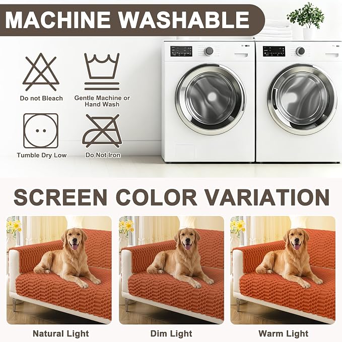 Smiry Waterproof Couch Covers for Dogs Washable, Non Slip Pet Sofa Cover | Plush Scratch Resistant Flannel Furniture Protector for Dogs, Rust, 27.6" x 27.6", 2 Pack - Image 9