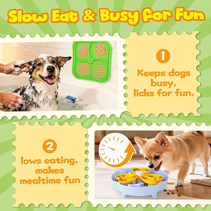 Forfon Slow Feeding Enrichment Set with Lick Mat & Puzzle Toy | Multi-Level Challenge, Mental Stimulation,Healthy Eating Habits,Puzzle Solving,Treat Play - Image 3