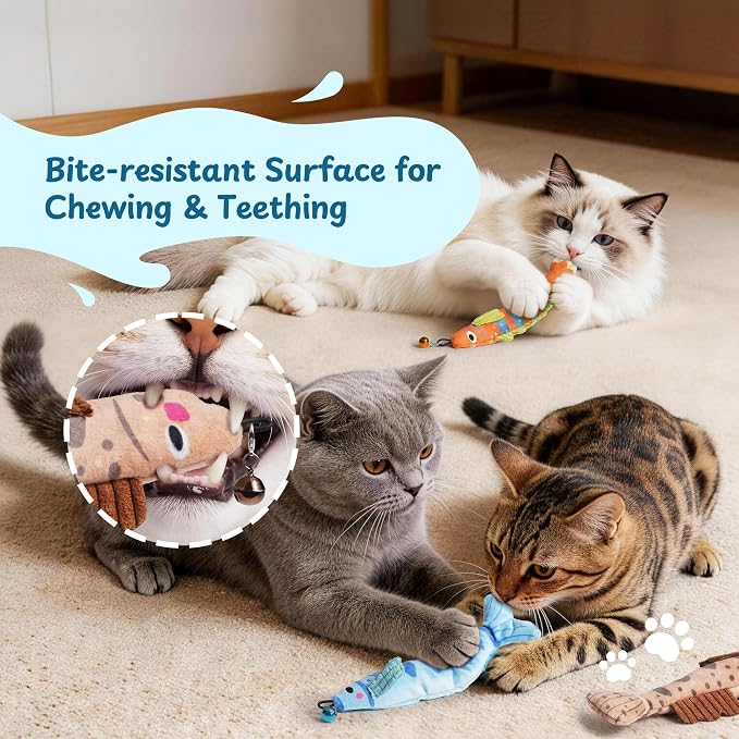 Catnip Toys, [12000mg] Extra Large Toys for Indoor Cats with Removable Bell, 100% Natural North American Catnip Floppy Fish Cat, Crinkle Sound & Soft Cotton-Free Surface - Image 5
