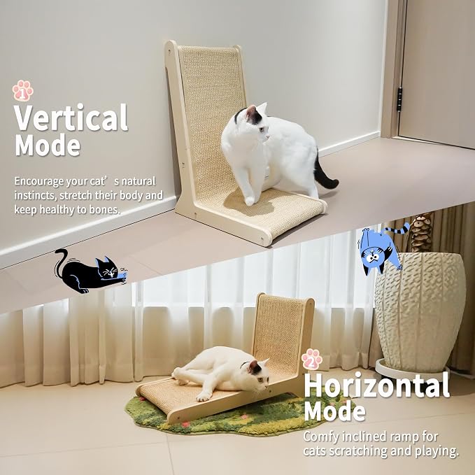 Cat Scratcher – 22.66 Inch Vertical Sisal Cat Scratching Post, Wood Frame 105° Scratch Pad for Indoor Cats, Furniture Protector for Sofa Couch - Image 3
