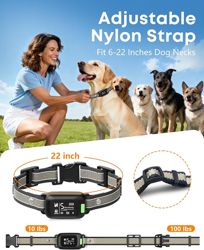 2-in-1 Dog Bark & Shock Collar with Remote, 4500FT Training Range | Combines Bark Control & Training Modes, IPX8 Waterproof, LED Light, Rechargeable, Fits 10-100lbs Small, Medium & Large Dogs - Image 6