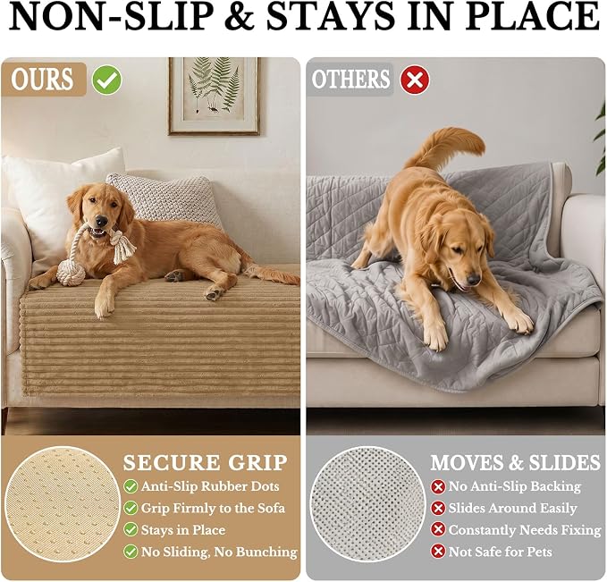Smiry Waterproof Couch Cover for Dogs, Washable Non Slip Plush Protector | Waterproof Protection, Plush Flannel, Non Slip Backing, Pet Hair & Scratch Protection, Soft Cover (43" x 82.7") - Image 3