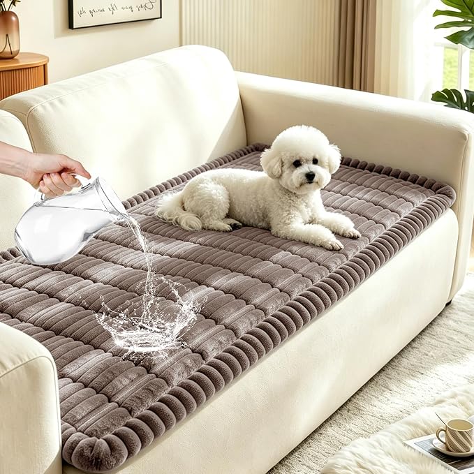 Leakproof Couch Cover for Dogs, Non Slip Washable Sofa Protector | Stain-Resistant Window Seat Cushions Chair Mat Car Seat Cover for Kids Pets (Khaki 27.6" x 70.9") by Wnote
