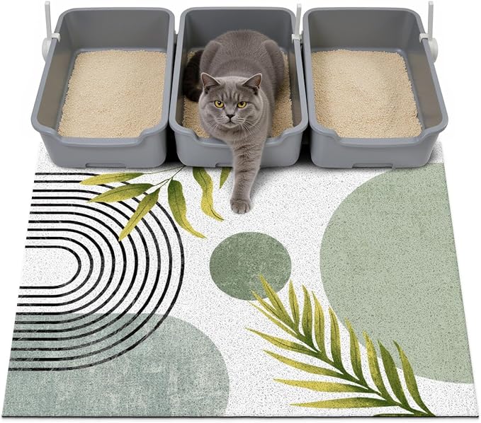 Cat Litter Mat Litter Trapping Mat, 40"x30" Waterproof Urine Proof Litter Box Mat Catcher Mat Non-Slip Washable for Kitty Kitten, Green by Unknown