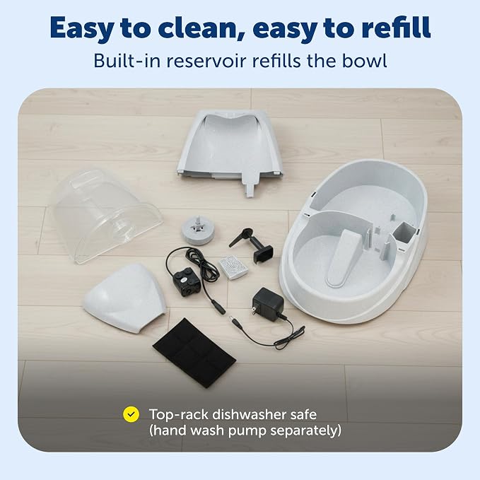 PetSafe Drinkwell Platinum Cat Fountain, Includes 12 Carbon Filters | 168 Oz Capacity, Falling Stream Encourages Drinking, Adjustable Flow, Top-Shelf Dishwasher Safe, 12 Filters Included - Image 5