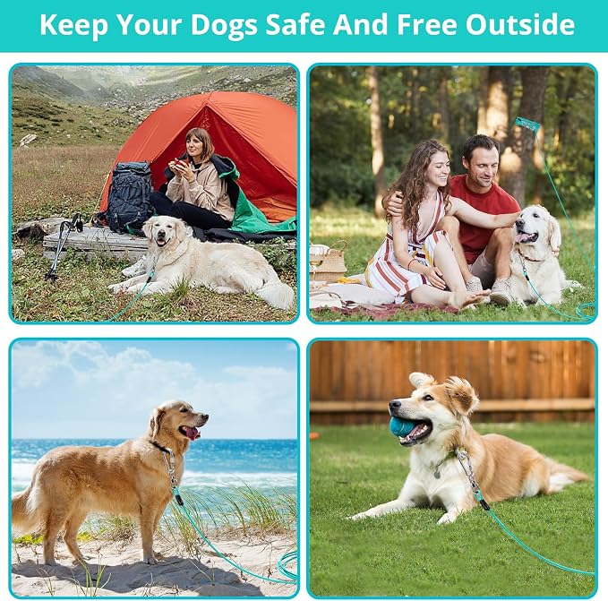 jenico Dog Tie Out Cable: 20 ft Dog Leads for Yard Heavy Duty | Dog Chain Leash for Small Large Dogs Up to 500 lbs - Outdoor Dog Runner Tether for Yard Camping Backyard - Image 6