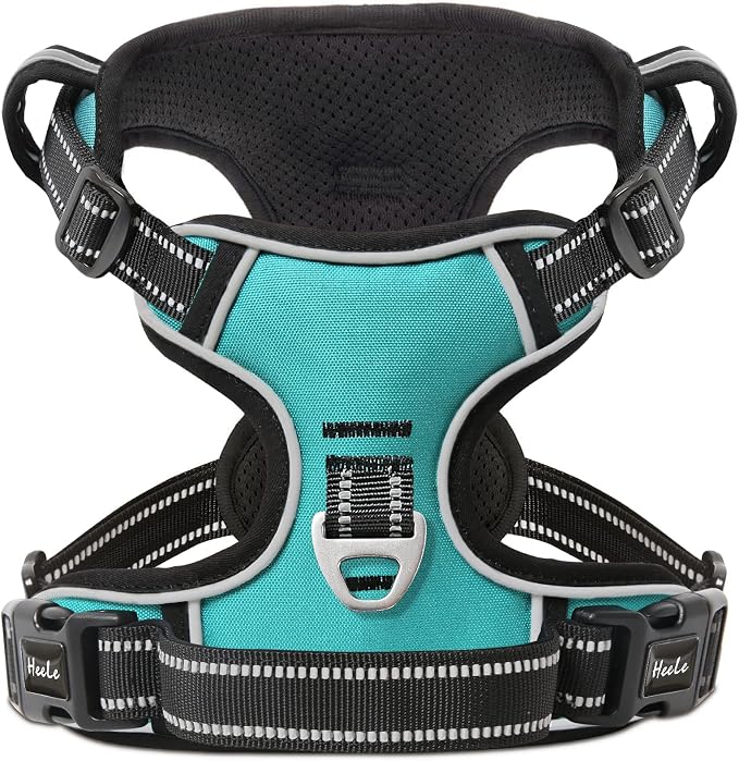 HEELE Dog Harness Dog Harness Small Dog No Pull Harness wiht Soft Handle Reflective Harness Adjustable, Turquoise, S | No Choke with Control Handle, Soft Breathable Padded Pet Vest, Adjustable, Reflective Front Clip Vest for Night Walking - Image 2