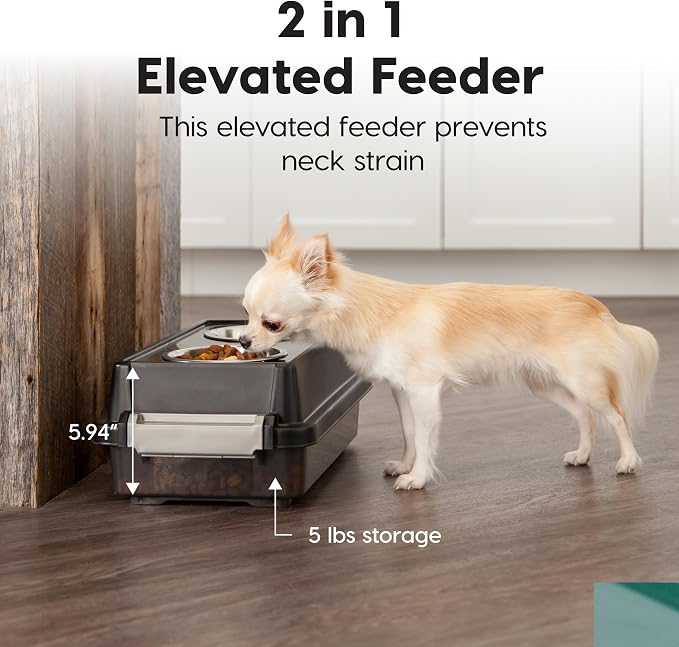 IRIS USA Elevated Dog Bowls 6" H, up to 5 lb Storage, Black, Made in USA | Comes with 4 Stainless Steel Bowls (16 oz), Elevated Feeder, Reduce Strain, Perfect for Camping & Outdoors - Image 5