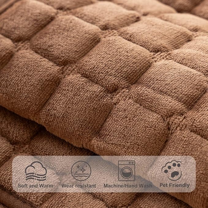 Velvet Washable Couch Cover for Pets Dogs, Non Slip Sectional Sofa Covers for 3 Cushion Couch Sofa L Sharped Sofa Slipcovers, Furniture Protector (1 PCS 36"x63",Brown) - Image 4